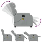 vidaXL Fauteuil inclinable de massage gris clair tissu