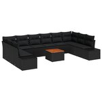vidaXL Ensemble de canapé de jardin 11 Pièces Noir