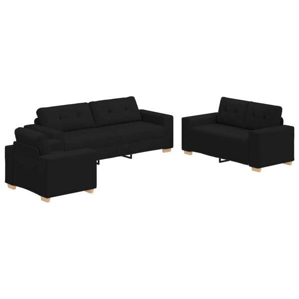 vidaXL Canapé 3 Pièces Noir 221 x 80 x 80 cm Tissu en lin mélangé