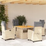 vidaXL Ensemble à manger de jardin avec coussins 5Pièces Beige poly rotin