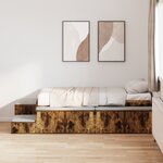 vidaXL Lit de rangement Chêne fumé 100x200 cm