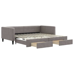 vidaXL Lit de jour avec gigogne et tiroirs taupe 100x200 cm tissu