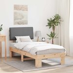 vidaXL Cadre de lit avec tête de lit rembourrée Gris clair 75 x 190 cm