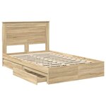 vidaXL Lit de Rangement Chêne Sonoma 135 x 190 cm Bois d'ingénierie