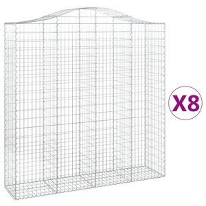 vidaXL Paniers à gabions arqués 8 Pièces 200x50x200/220 cm Fer galvanisé