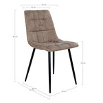 2 chaises de salle à manger en microfibre marron clair avec pieds noirs