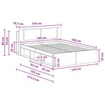 vidaXL Cadre de lit avec rangement Gris béton 140 x 190 cm
