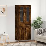 vidaXL Buffet haut Chêne fumé 69 5x34x180 cm Bois d'ingénierie