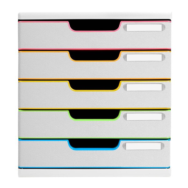 Module De Classement Modulo Black Office 5 Tiroirs Fermés - Blanc/arlequin - Exacompta