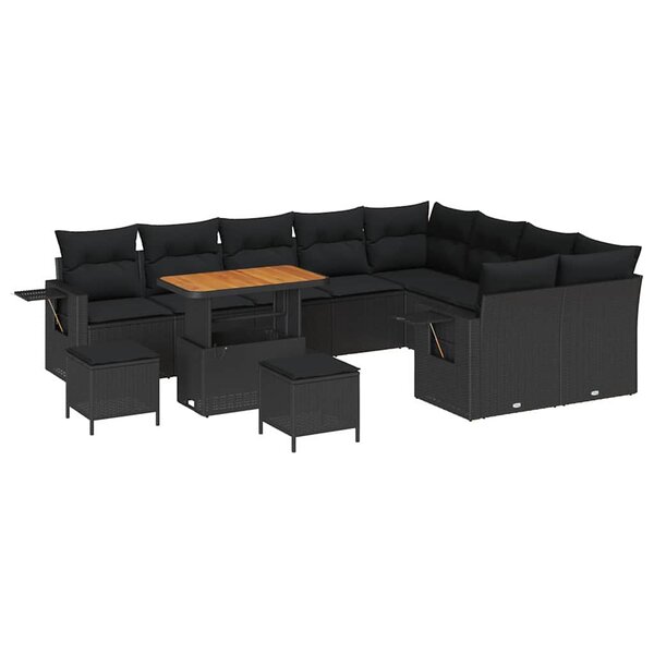 vidaXL Ensemble de canapé de jardin 12 Pièces Noir 90 x 55 x 71 cm