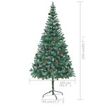 vidaXL Arbre de Noël artificiel pré-éclairé/boules pommes de pin 210cm
