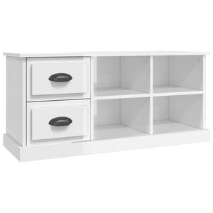 vidaXL Meuble TV blanc brillant 102x35 5x47 5 cm bois d'ingénierie