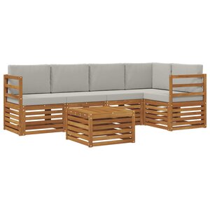 vidaXL Ensemble de canapés d'extérieur 6 pc Gris Naturel et Clair