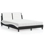 vidaXL Lit avec matelas noir et blanc 120x200 cm similicuir