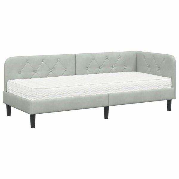 vidaXL Cadre de lit d'angle Gris clair 80 x 200 cm Velours