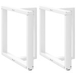 vidaXL Pieds de table à manger en T  2 pièces  blanc  80 x 35 x (72-73) cm  acier