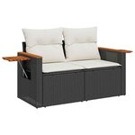 vidaXL Ensemble de canapé de jardin avec coussin 10 Pièces Noir et crème