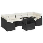 vidaXL Ensemble de canapé de jardin avec coussin 8 Pièces Noir et crème