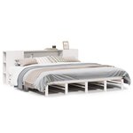 vidaXL Lit bibliothèque sans matelas blanc 200x200 cm bois massif