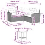 vidaXL Canapé de jardin table et coussins en forme de L gris clair