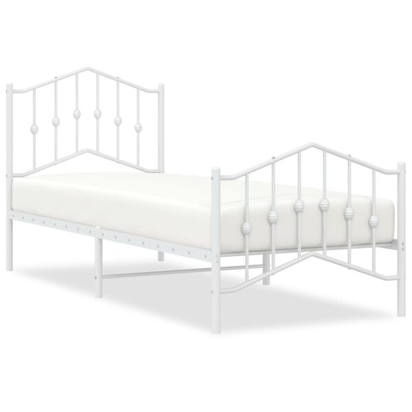 vidaXL Cadre de lit métal sans matelas avec pied de lit blanc 90x200cm