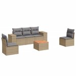 vidaXL Salon de jardin avec coussins 6 Pièces beige résine tressée