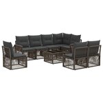 vidaXL Ensemble de canapé de jardin 9 Pièces Gris et Gris foncé polyrotin