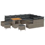 vidaXL Canapé de jardin 12 pièces avec coussins gris en rotin synthétique