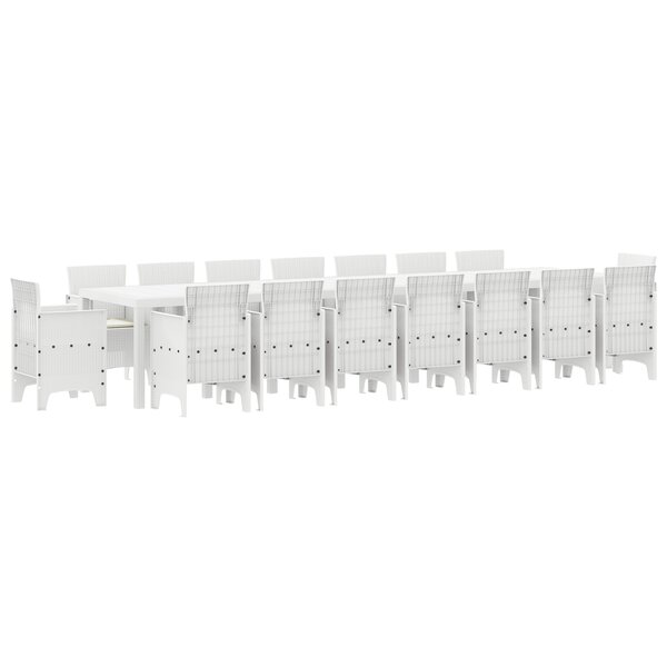 Ensemble de salle à manger de jardin vidaXL 17 pièces avec coussins en rotin poly blanc