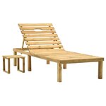 vidaXL Chaise longue de jardin avec table Bois de pin imprégné
