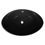 vidaXL Lavabo ovale en céramique noir avec trop plein 59 x 38 5 cm