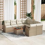 vidaXL Ensemble de canapé de jardin 9 Pièces Beige et blanc
