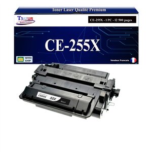 T3AZUR -Toner compatible avec HP CE255X (55X) pour HP LaserJet Enterprise P3010 P3011 P3015 P3015D P3015DN P3015X