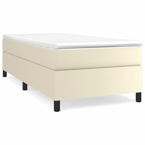 vidaXL Lit à sommier tapissier avec matelas Crème 100x200cm Similicuir
