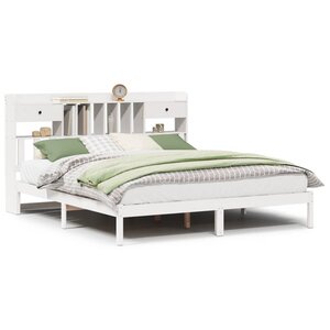 vidaXL Lit bibliothèque sans matelas blanc 180x200 cm bois pin massif