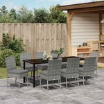 vidaXL Ensemble de salle à manger pour jardin 9 Pièces Gris