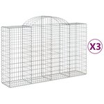 vidaXL Paniers à gabions arqués 3 Pièces 200x50x120/140 cm Fer galvanisé