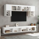 vidaXL Unités murales TV avec LED 6 Pièces blanc bois d'ingénierie