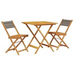 vidaXL Ensemble de bistro 3 Pièces gris polypropylène et bois massif