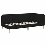 vidaXL Cadre de lit d'angle avec matelas Noir 100 x 200 cm tissu