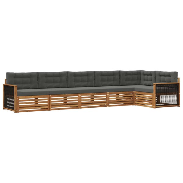 vidaXL Ensemble de canapés d'extérieur 6 pc Naturel et Anthracite