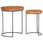 vidaXL Ensemble de table basse 2 Pièces bois d'acacia massif et acier