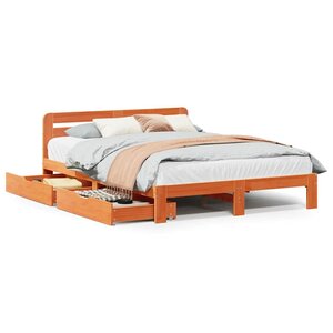 vidaXL Cadre de lit sans matelas cire marron 150x200cm bois pin massif