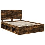 vidaXL Cadre de lit Chêne fumé 140 x 200 cm Bois de pin massif