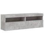 vidaXL Meubles TV muraux et lumières LED 2Pièces gris béton 60x30x40 cm