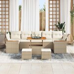 vidaXL Ensemble de canapé de jardin 10 Pièces Beige polyrotin