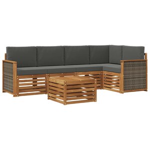 vidaXL Ensemble de canapés d'extérieur 5 pc Naturel et Anthracite