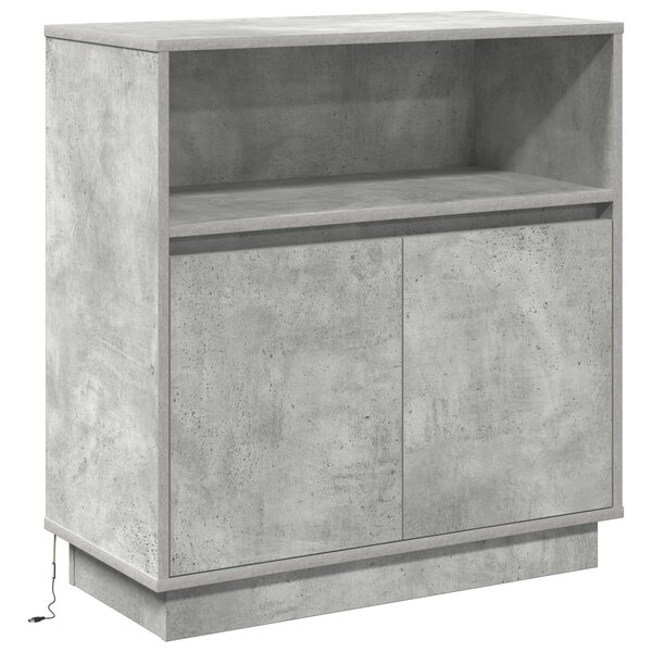 vidaXL Buffet avec LED Gris béton 71x34 5x75 cm en bois reconstitué