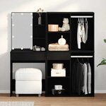 vidaXL Table de maquillage LED Chêne noir 140 x 40 x 140 cm