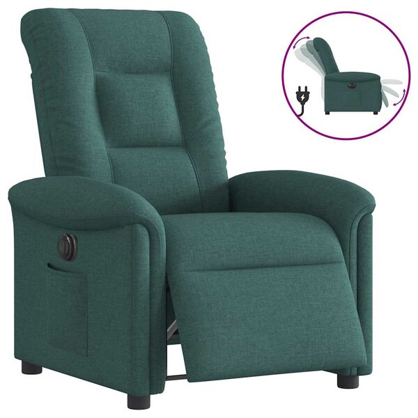 vidaXL Fauteuil inclinable électrique Vert foncé Tissu